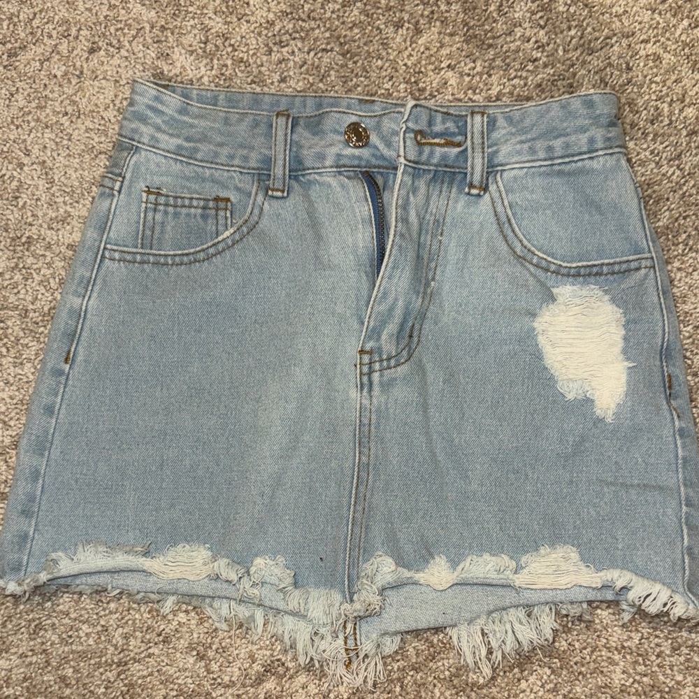 Denim Distressed Women Skirt